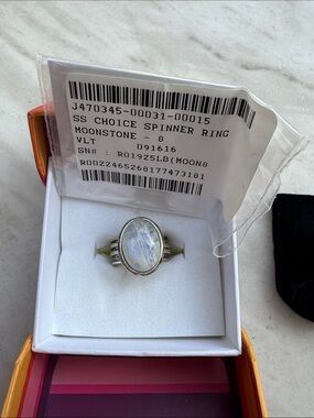 Sterling Silver Moonstone Spinner Ring - White Moonstone